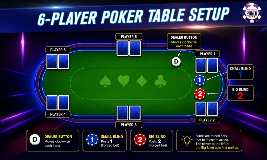 60-player poker table setup